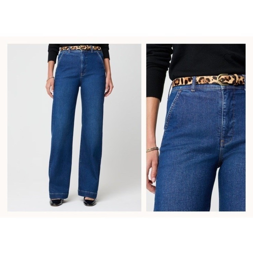 J Crew Factory NWT High Rise Trouser Jean Wide Leg Stretch Size 34 - Picture 1 of 7